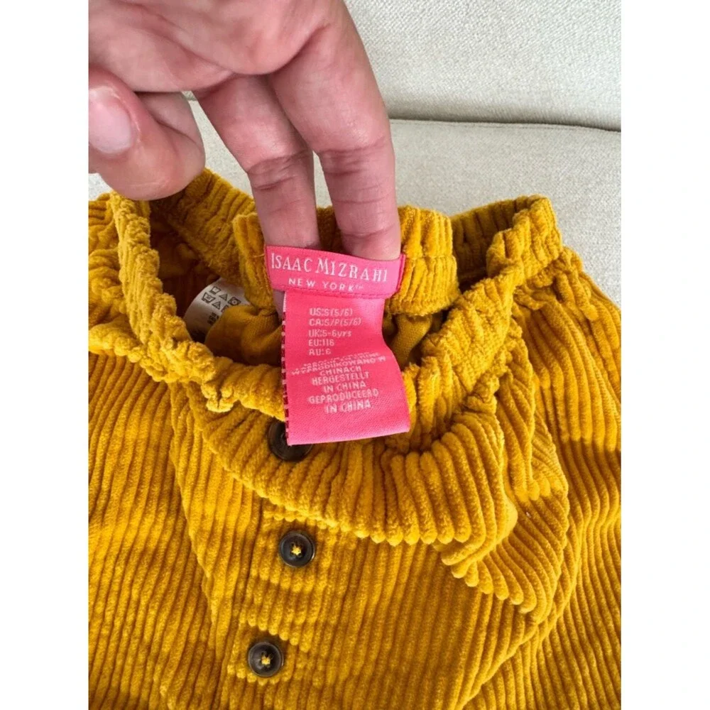 Isaac Mizrahi Yellow Corduroy Button Skirt - Girls Size 5/6